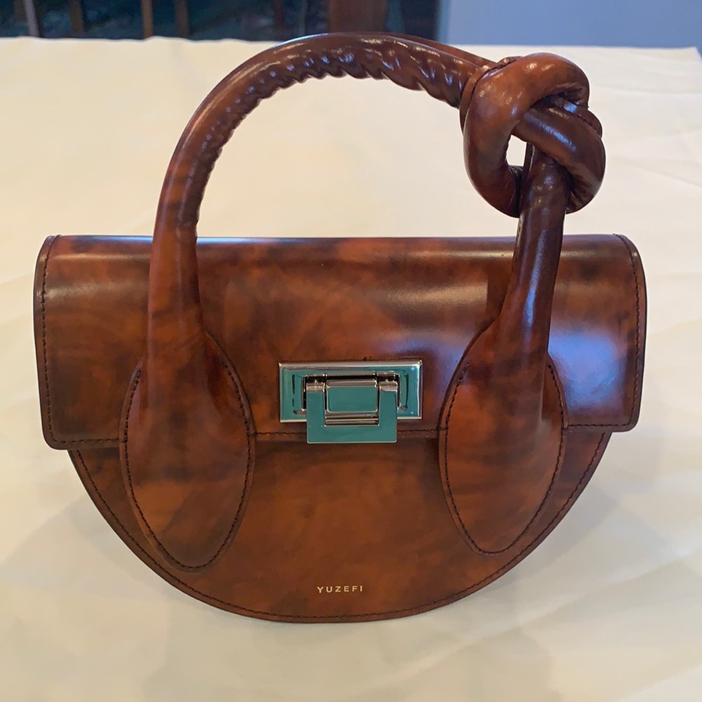 YUZEFI designer leather made in Italy knot bag